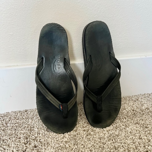 Rainbow Sandals | Black | Women's Double Layer, Narrow Strap, Leather - Picture 2 of 5